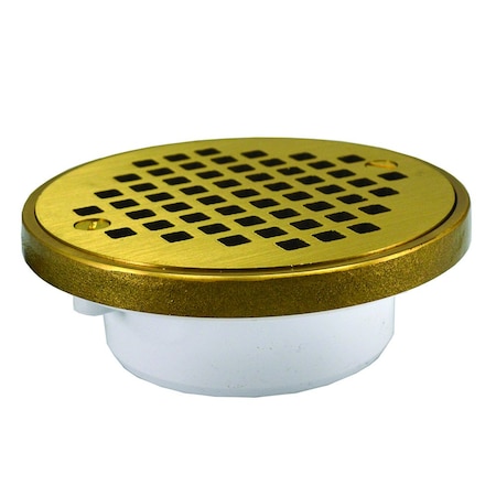Jones Stephens 2in. x 3in. General Purpose PVC Drain with 4-1/4in. Polished Brass Round Cast Strainer D54011